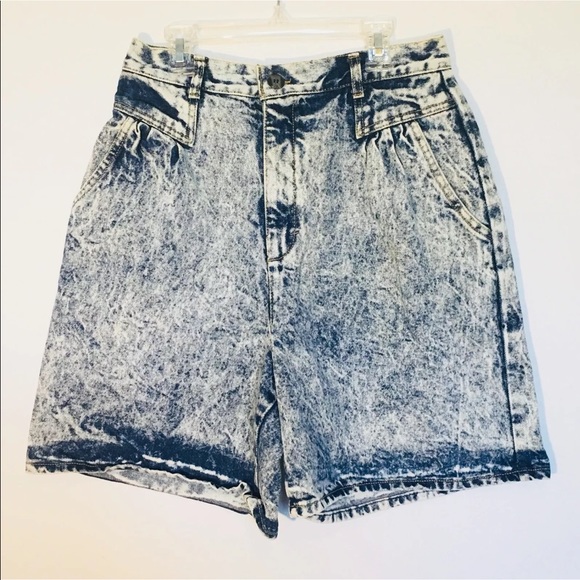 acid washed denim shorts